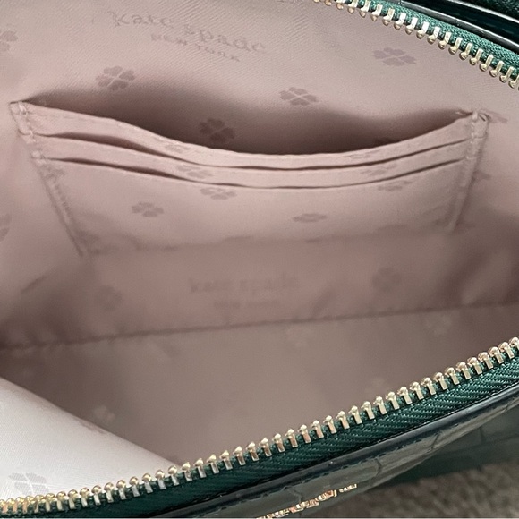 Kate Spade Spencer Croc Embossed Leather Crossbody Dark Green - Picture 9 of 12
